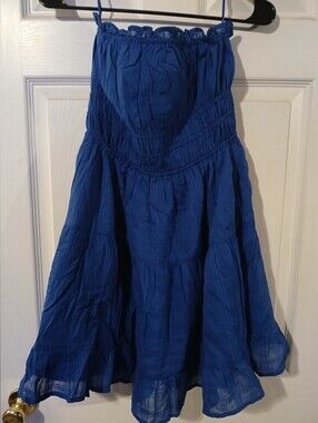 Royal Blue Womens NWT Strapless Mini Dress/Tunic Top Size Large